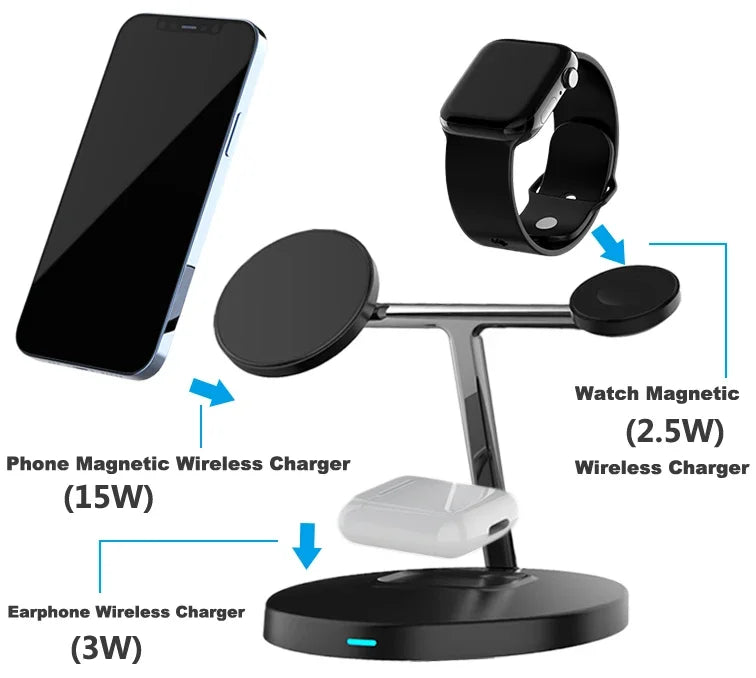 3 in 1 Wireless Magnetic Phone Charger